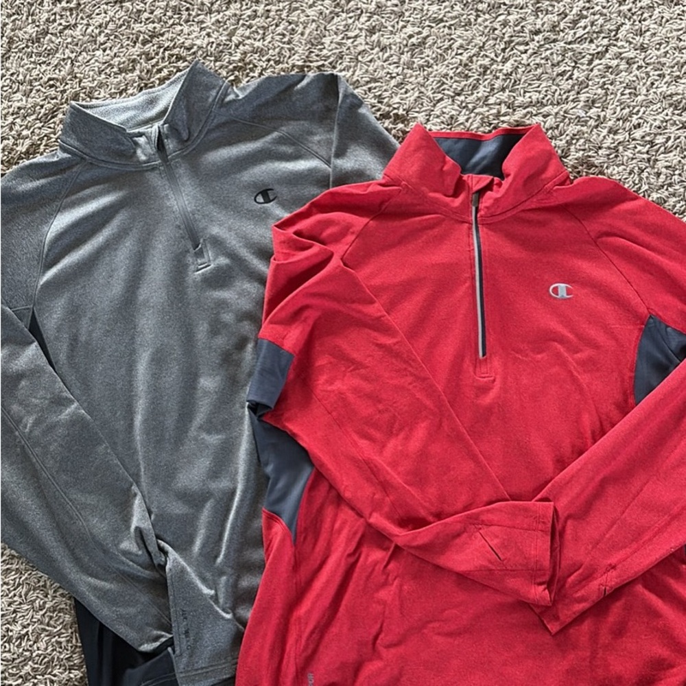 Champion Men's Zip-Up Sweater Duo in Red and Gray